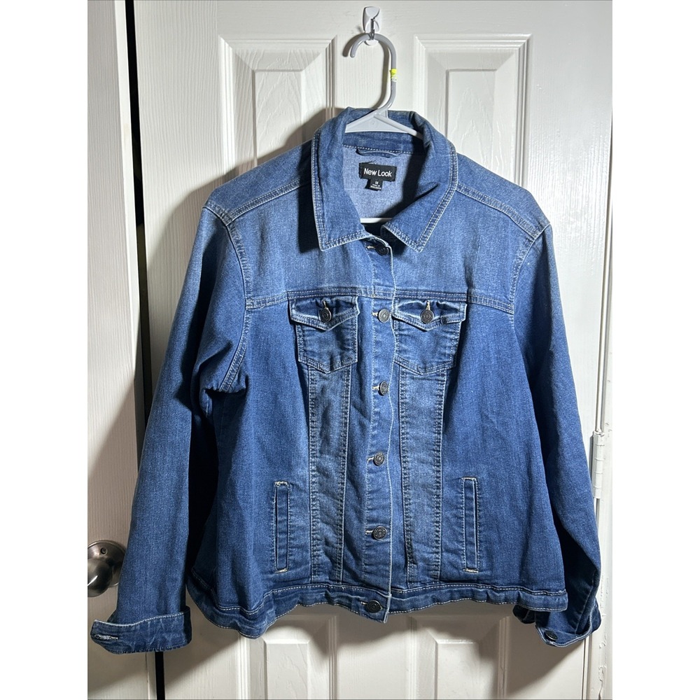NEW LOOK Women's 1X Denim Jean Jacket Blue Med Wash